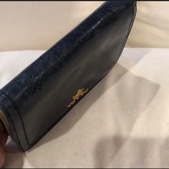 🦋Prada Milano Small Marbled Blue Leather classic fold over card holder wallet - Picture 4 of 11